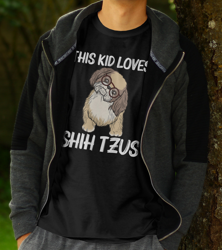 This Kid Loves Shih Tzus Cute Puppy Dog Wearing Glasses T-Shirt