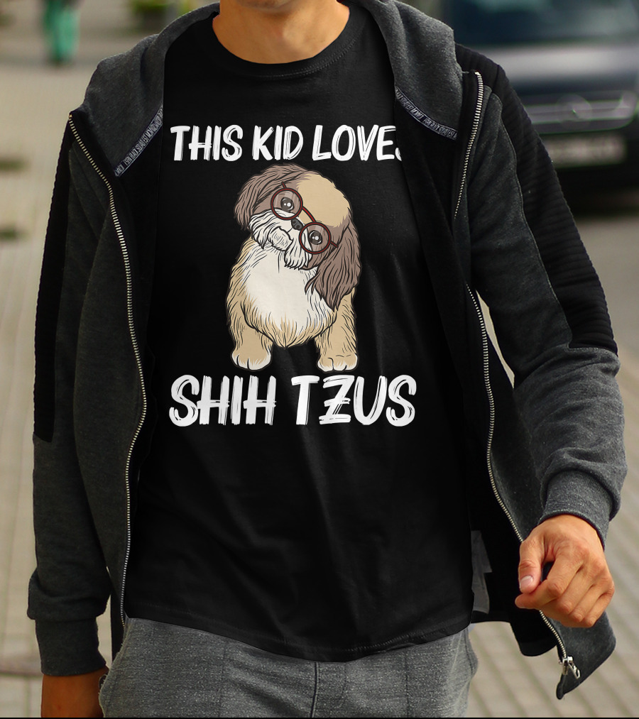 This Kid Loves Shih Tzus Cute Puppy Dog Wearing Glasses T-Shirt