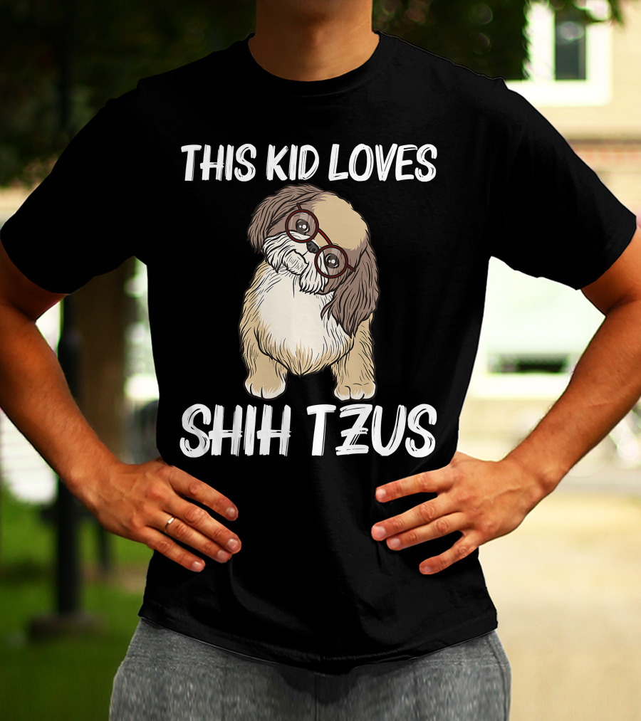 This Kid Loves Shih Tzus Cute Puppy Dog Wearing Glasses T-Shirt