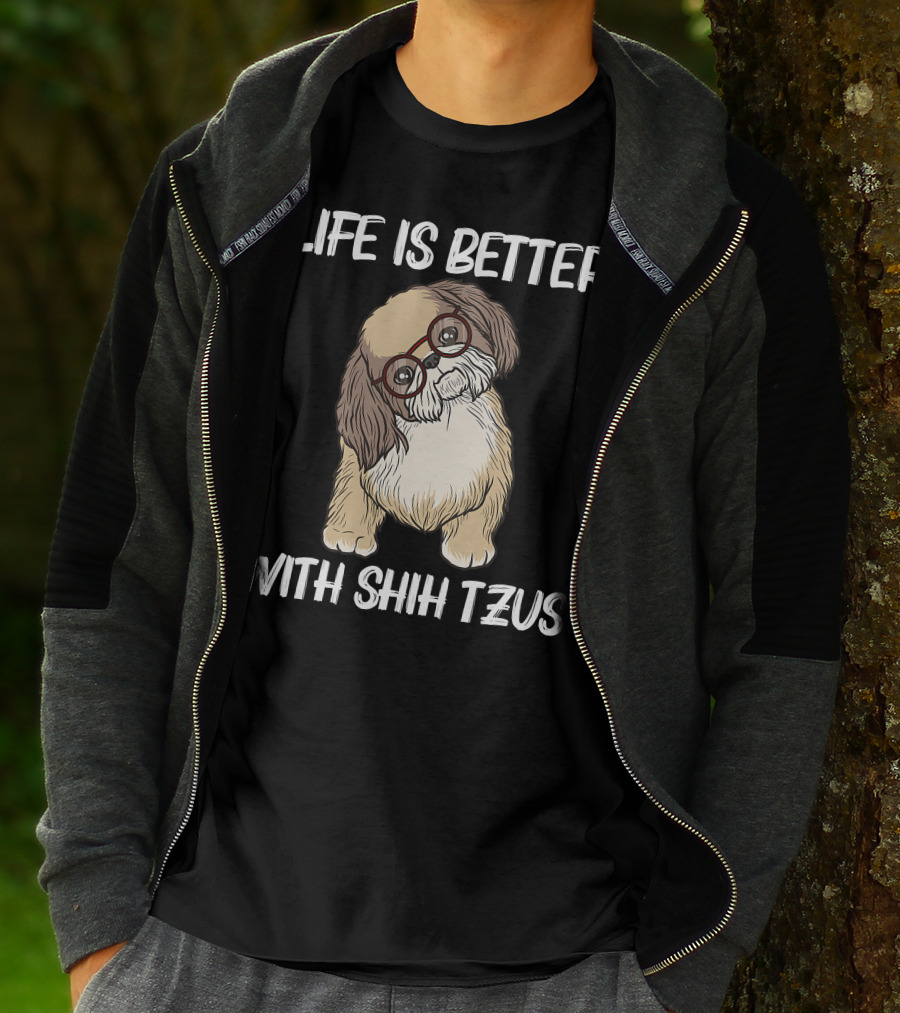 Life Is Better With Shih Tzus Cool Shih Tzu Art Women Puppy Pet Dog T-Shirt