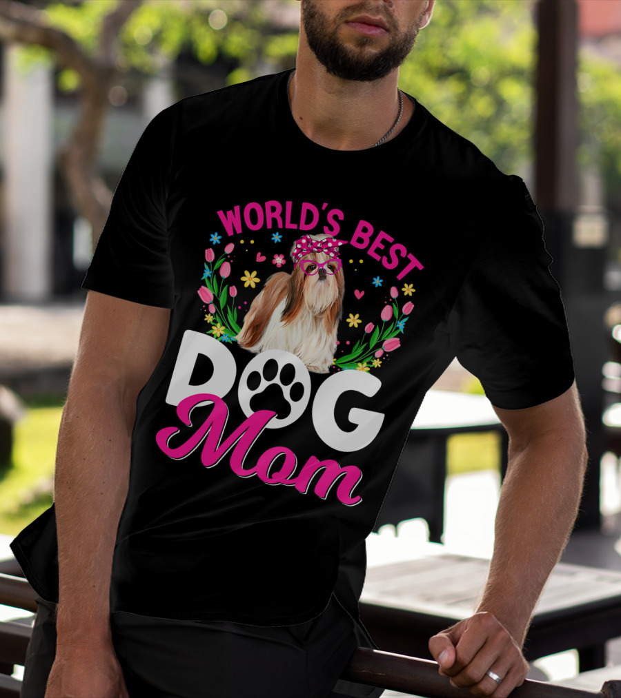 World's Best Shih Tzu Dog Mom Floral T-Shirt