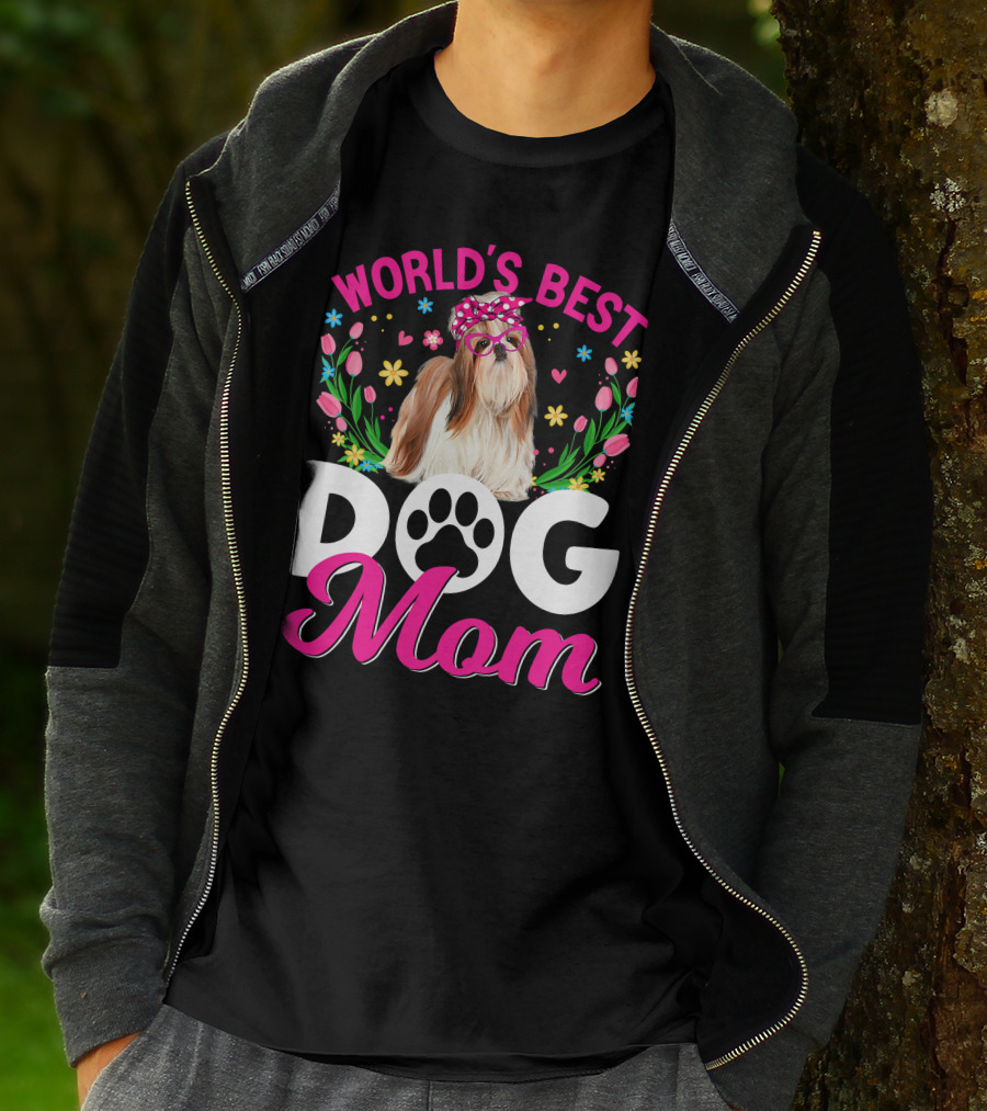 World's Best Shih Tzu Dog Mom Floral T-Shirt