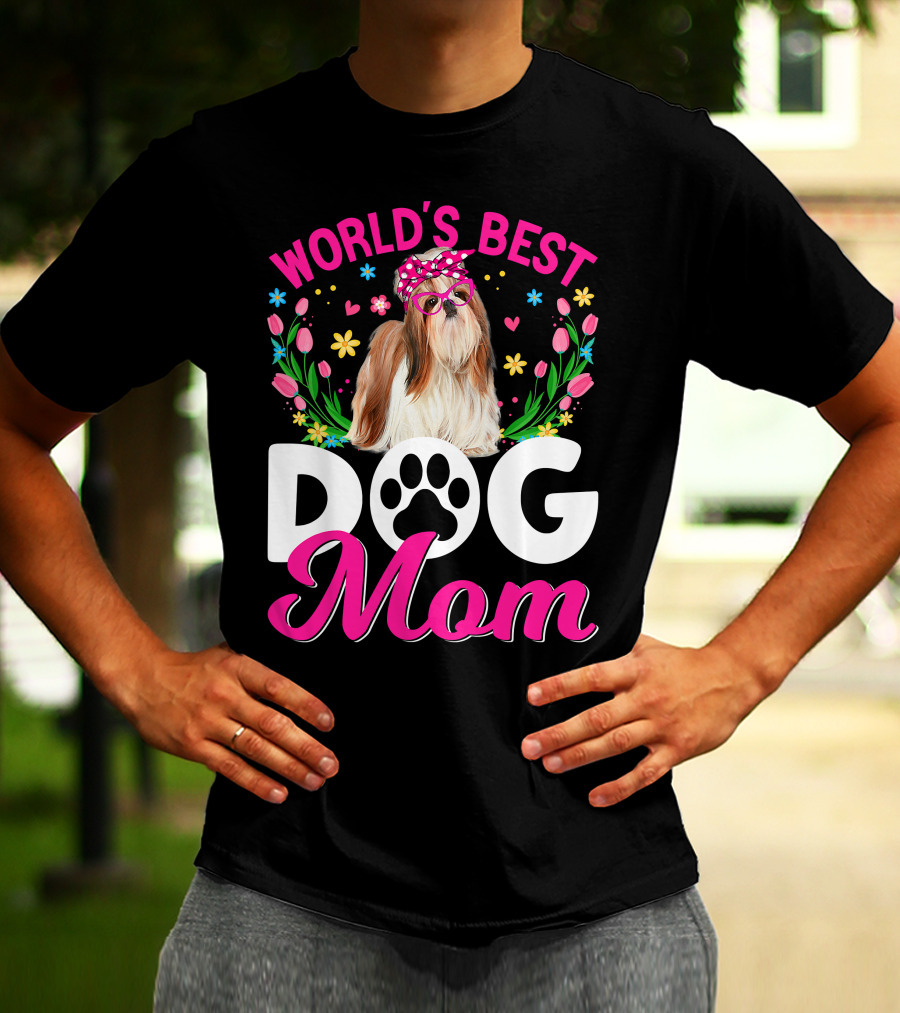 World's Best Shih Tzu Dog Mom Floral T-Shirt
