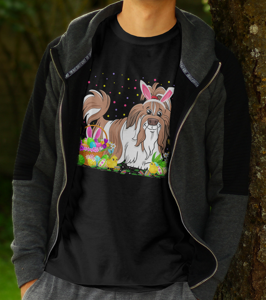 Easter Shih Tzu Dog Bunny Egg Hunting Festive Basket Chicks T-Shirt