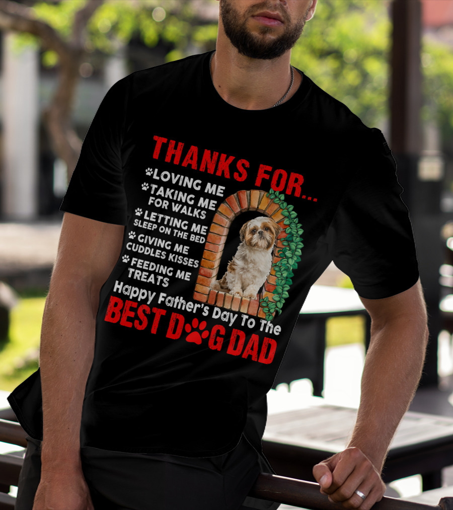 Thanks For Best Dog Dad Cute Shih Tzu T-Shirt