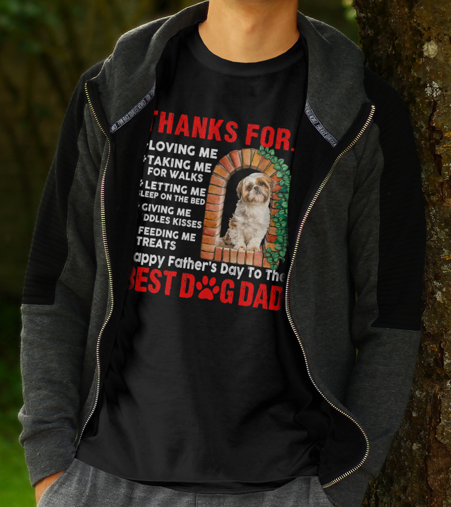 Thanks For Best Dog Dad Cute Shih Tzu T-Shirt