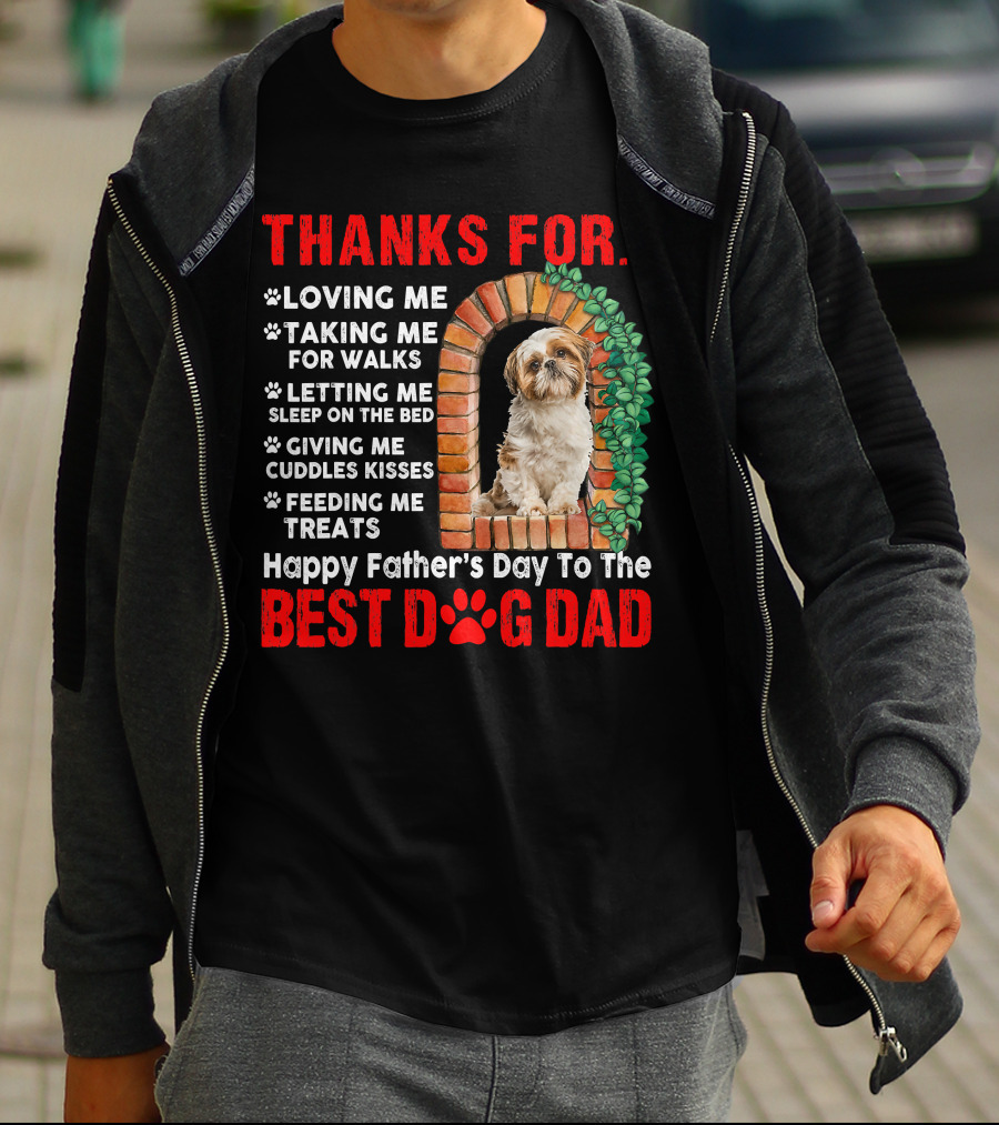 Thanks For Best Dog Dad Cute Shih Tzu T-Shirt