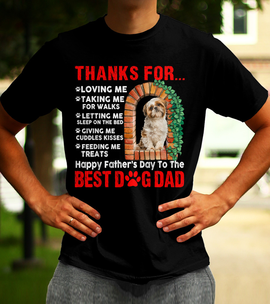 Thanks For Best Dog Dad Cute Shih Tzu T-Shirt
