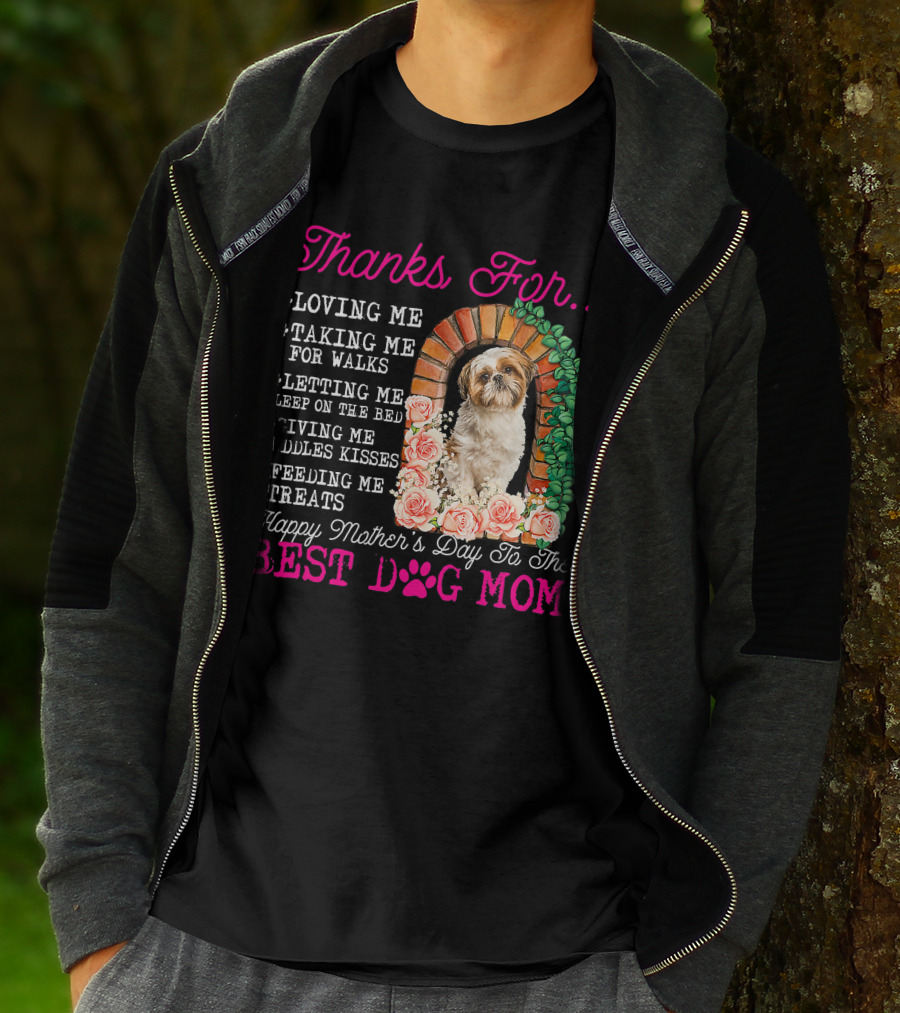 Thanks For Best Dog Mom Cute Shih Tzu Mother's Day T-Shirt