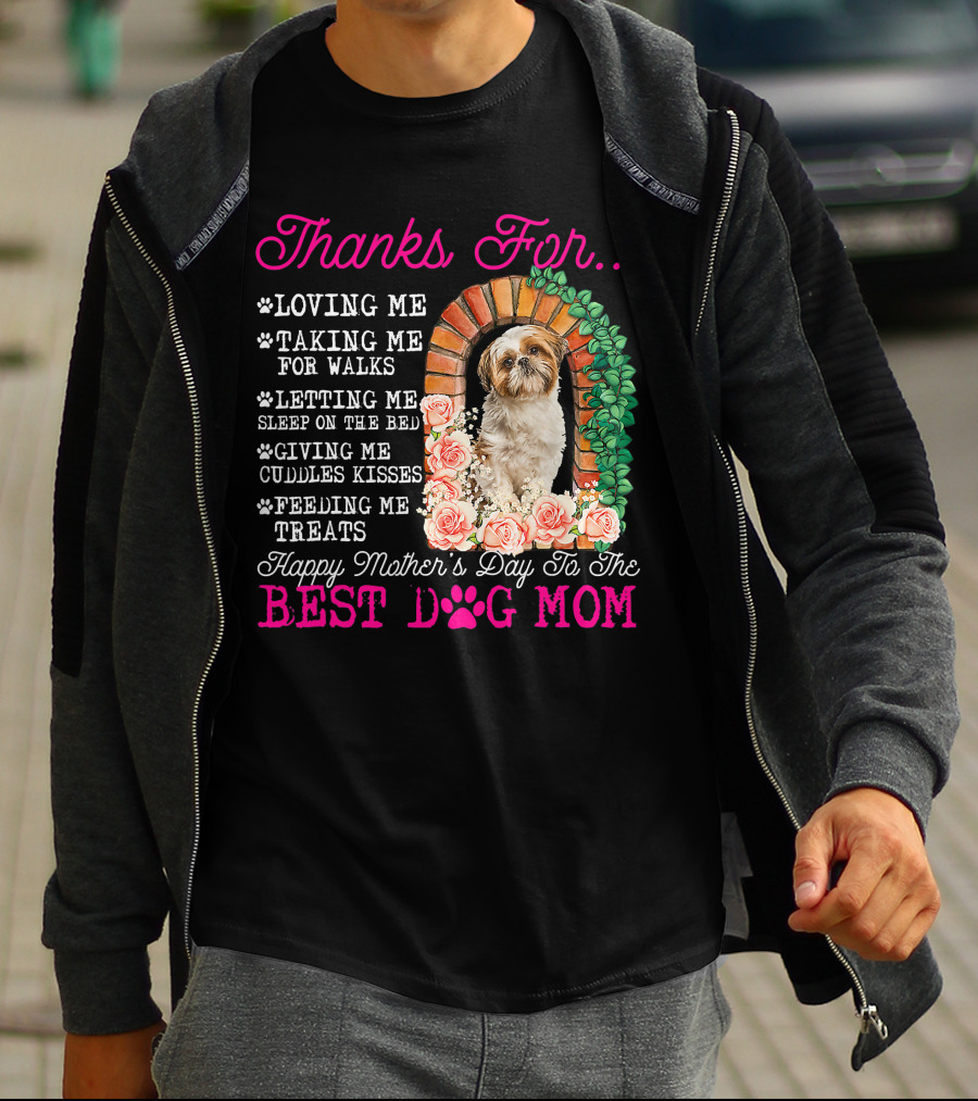 Thanks For Best Dog Mom Cute Shih Tzu Mother's Day T-Shirt