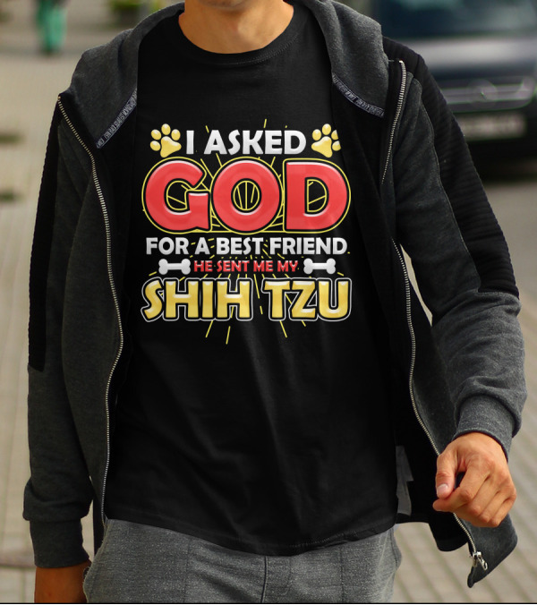 I Asked God For A Best Friend He Sent Me My Shih Tzu T-Shirt