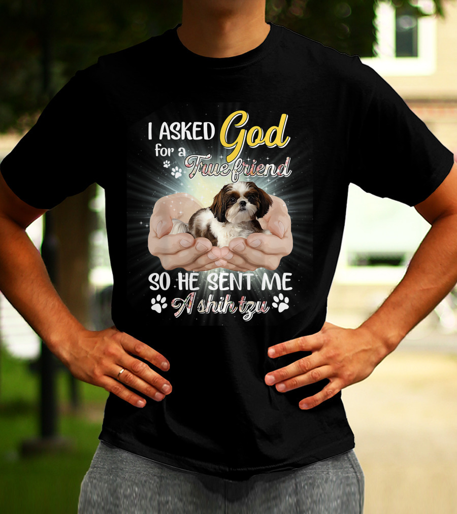 God Sent Me A True Friend Shih Tzu In Loving Hands T-Shirt