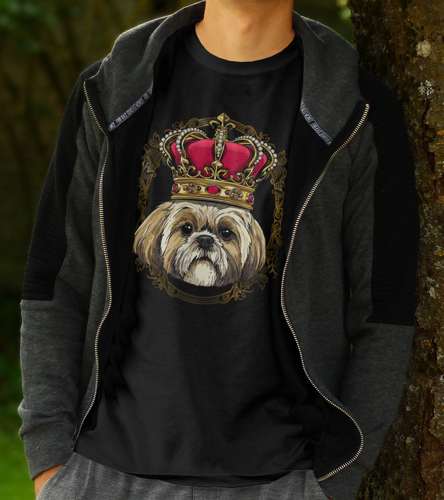 King Shih Tzu Crowned Portrait Queen Shih Tzu Dog T-Shirt