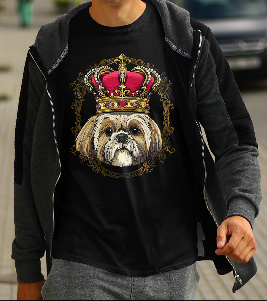 King Shih Tzu Crowned Portrait Queen Shih Tzu Dog T-Shirt