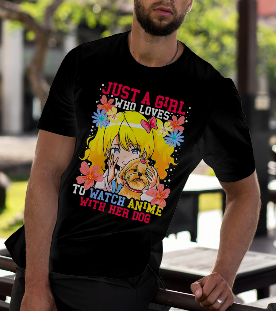 Just A Girl Watch Anime With Her Dog Shih Tzu Pup Manga T-Shirt