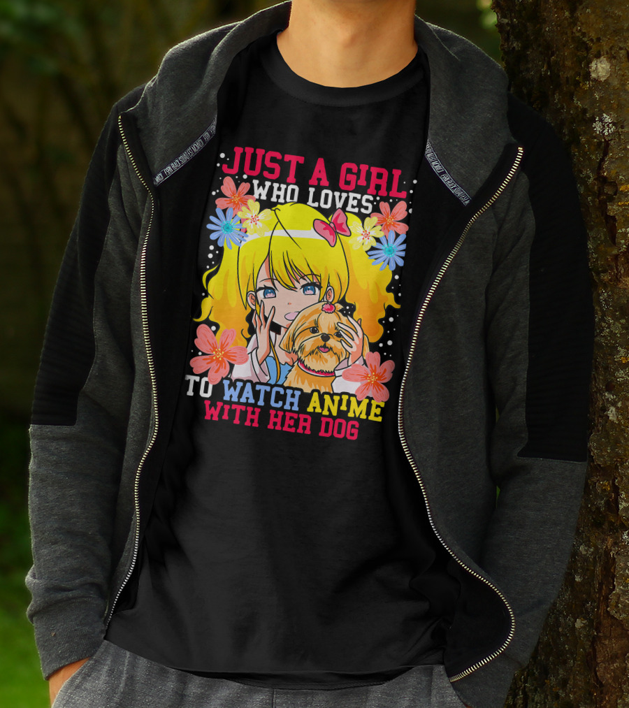 Just A Girl Watch Anime With Her Dog Shih Tzu Pup Manga T-Shirt