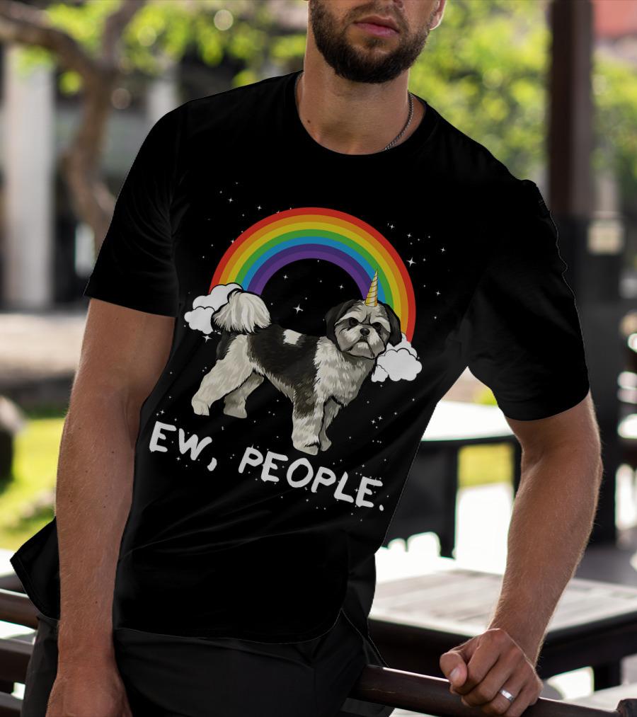 Rainbow Shih Tzu Unicorn Ew People T-Shirt