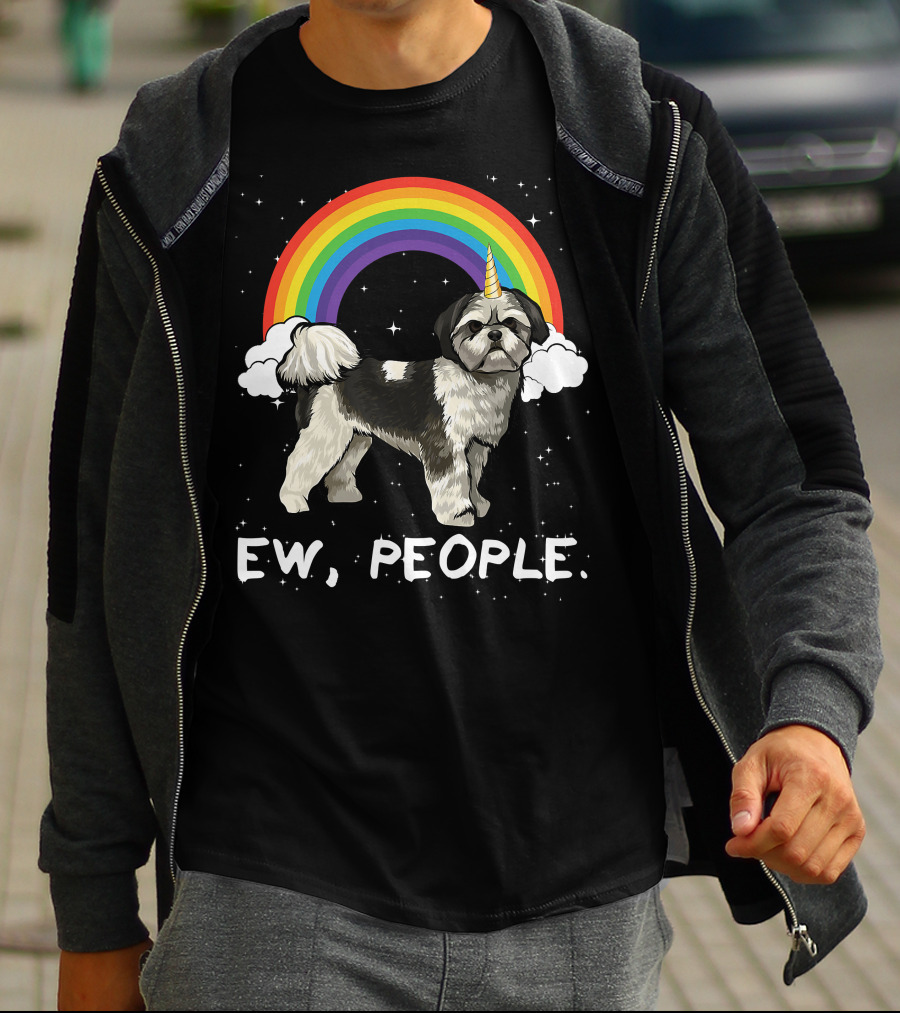 Rainbow Shih Tzu Unicorn Ew People T-Shirt