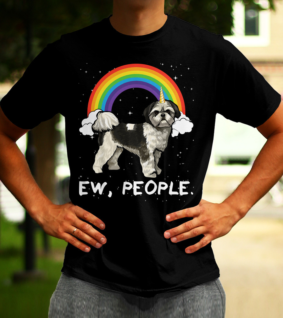 Rainbow Shih Tzu Unicorn Ew People T-Shirt
