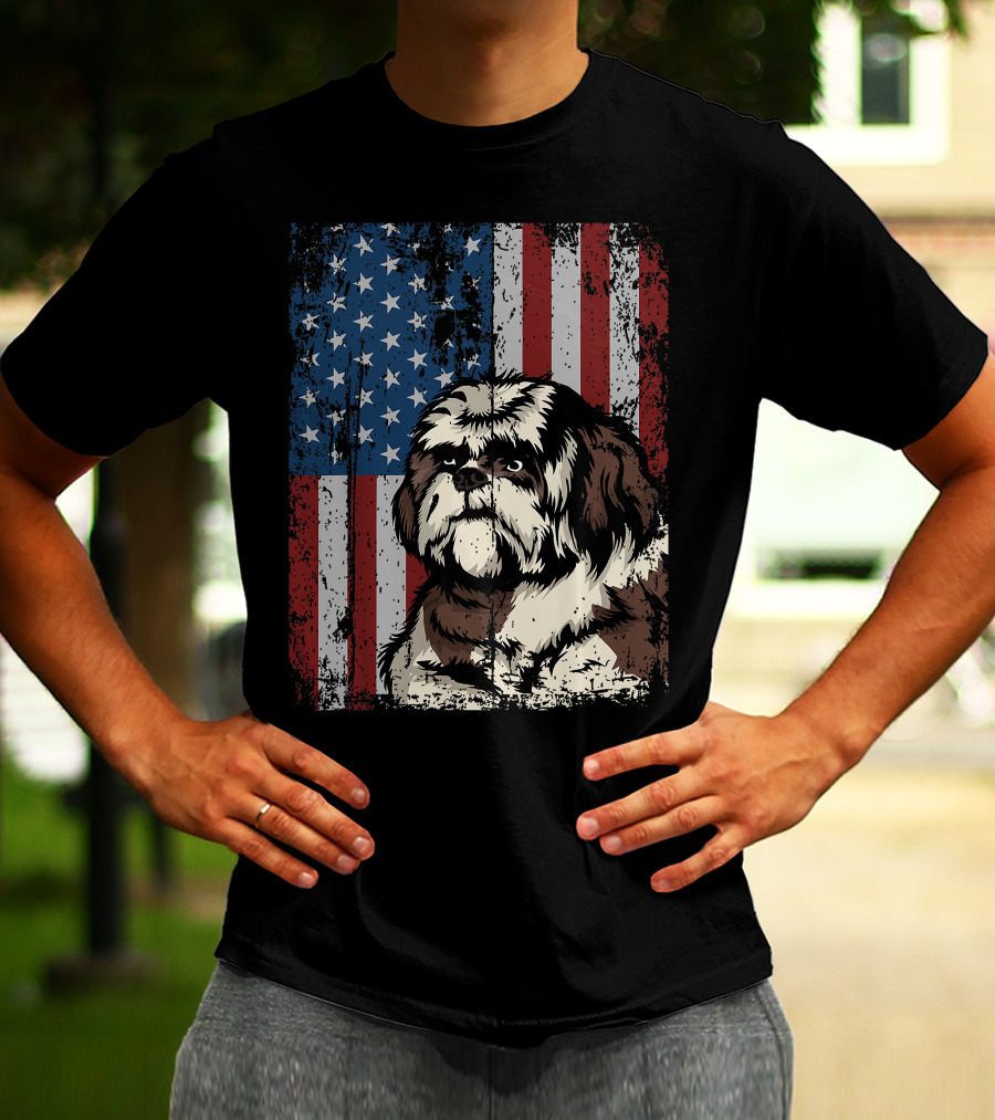 Shih Tzu American Flag Patriotic Owner T-Shirt