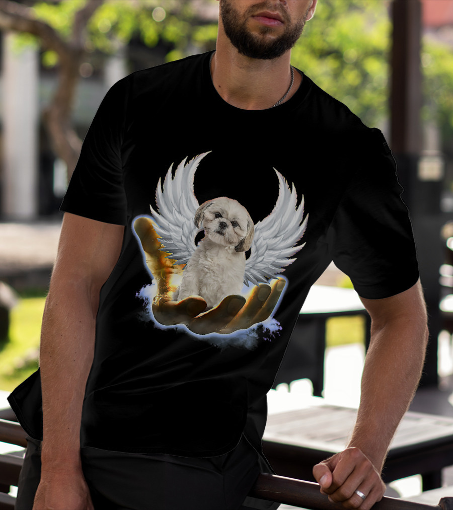 Shih Tzu God Golden Hand Heaven Wings Mens Womens T-Shirt