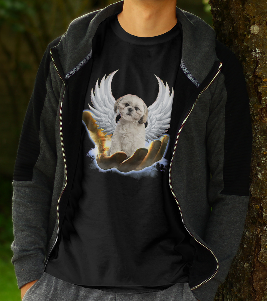 Shih Tzu God Golden Hand Heaven Wings Mens Womens T-Shirt