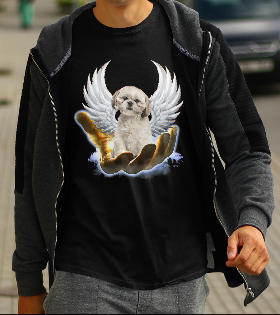 Shih Tzu God Golden Hand Heaven Wings Mens Womens T-Shirt