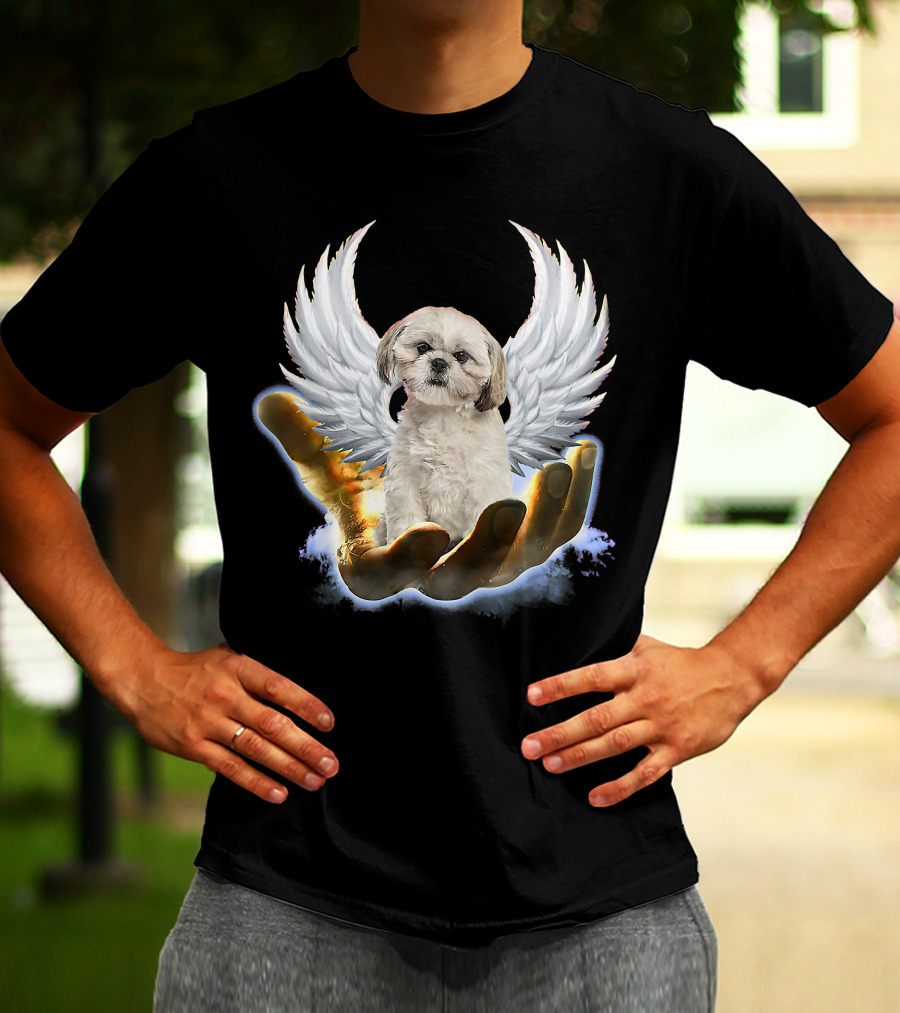 Shih Tzu God Golden Hand Heaven Wings Mens Womens T-Shirt