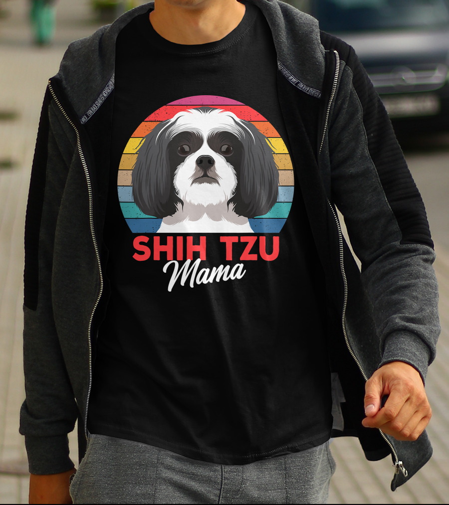 Shih Tzu Mama Cute Shih Tzu Dog Mom Retro T-Shirt
