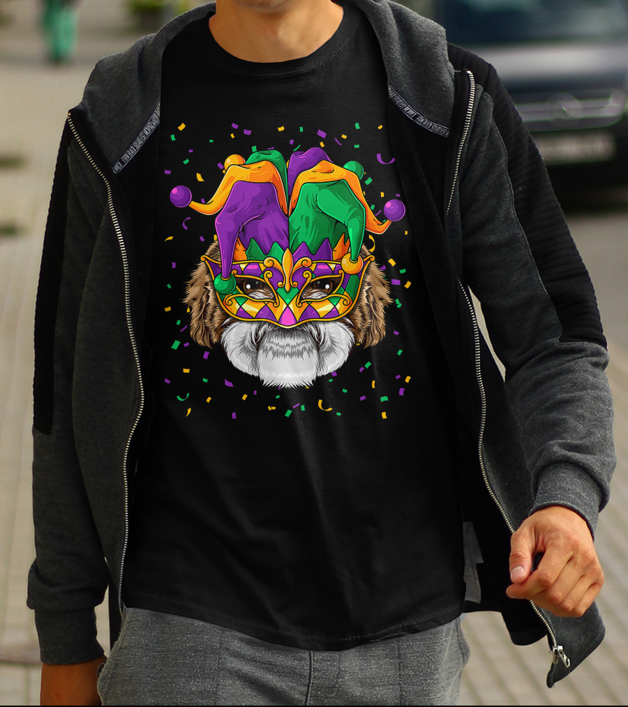 Shih Tzu Dog Mardi Gras Carnival Jester Festi T-Shirt