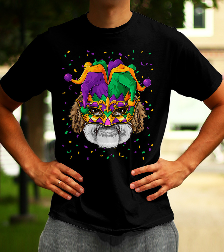 Shih Tzu Dog Mardi Gras Carnival Jester Festi T-Shirt