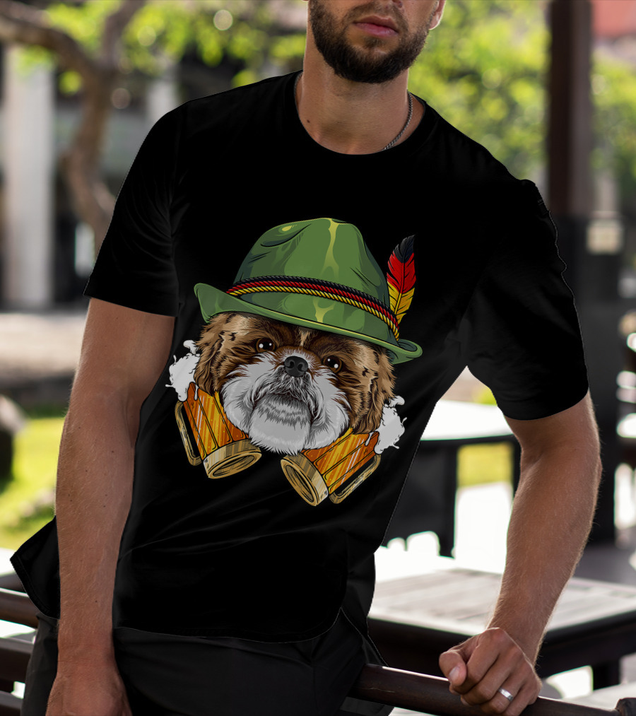 Shih Tzu Oktoberfest Beer Fest Lederhosen German T-Shirt