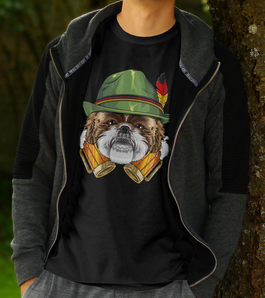 Shih Tzu Oktoberfest Beer Fest Lederhosen German T-Shirt
