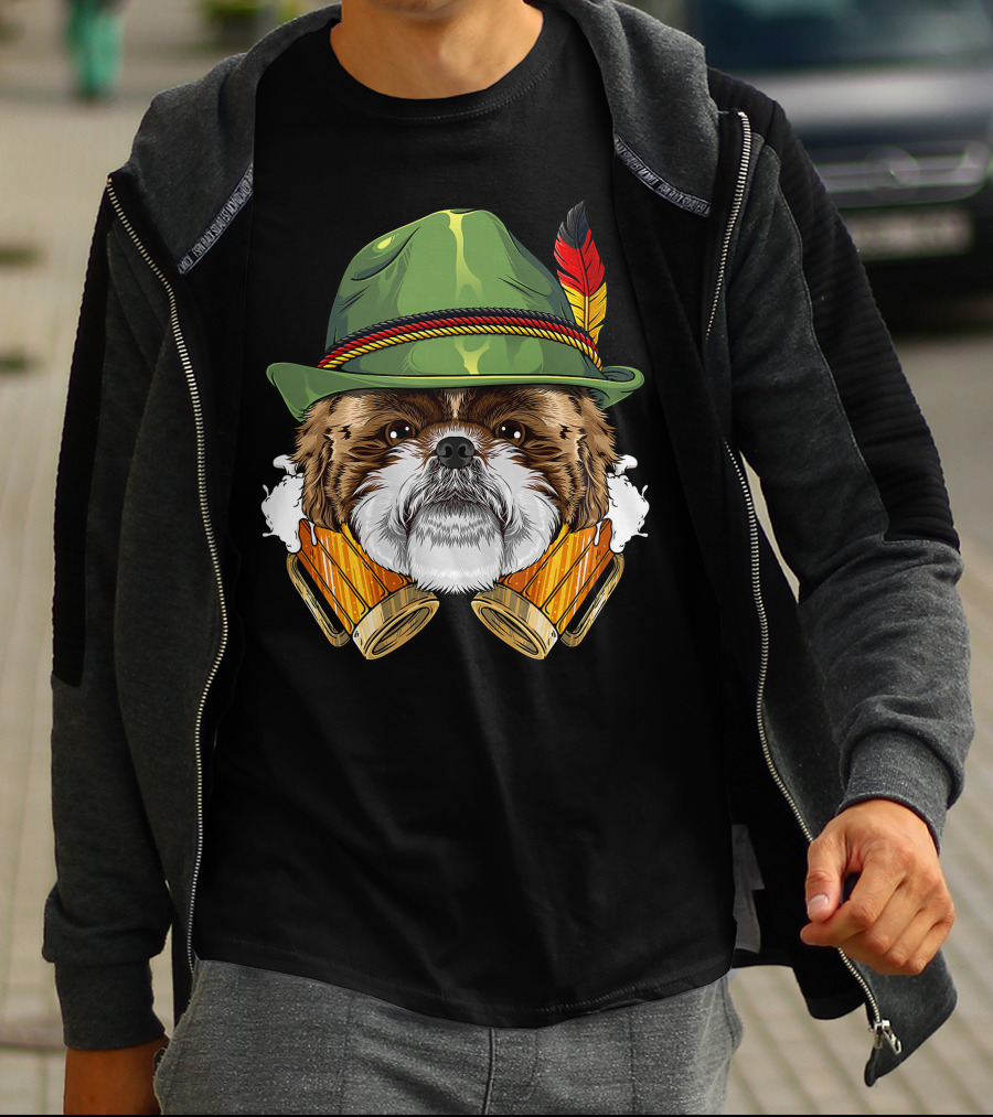 Shih Tzu Oktoberfest Beer Fest Lederhosen German T-Shirt