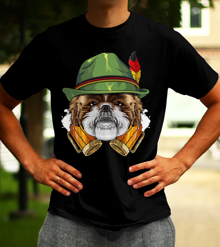 Shih Tzu Oktoberfest Beer Fest Lederhosen German T-Shirt