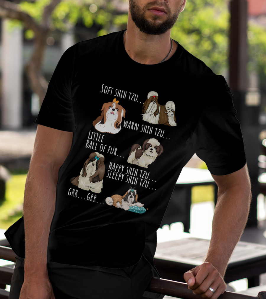Soft Warm Shih Tzu Ball Of Fur Happy Sleepy Cute Little Furry Dogs T-Shirt