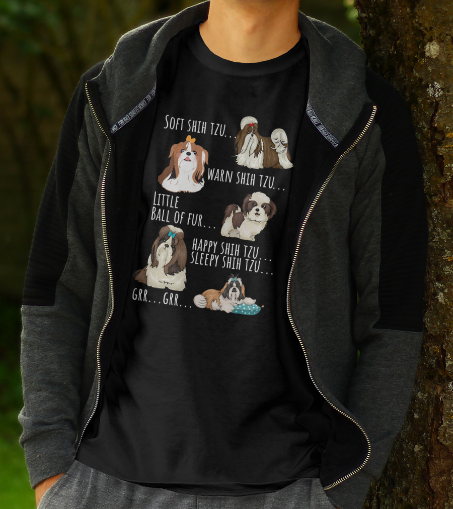 Soft Warm Shih Tzu Ball Of Fur Happy Sleepy Cute Little Furry Dogs T-Shirt