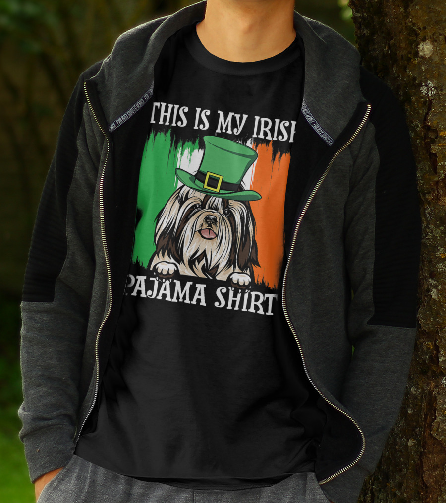 St Patrick's Day Shih Tzu Irish Flag Hat Pajama Vibe T-Shirt