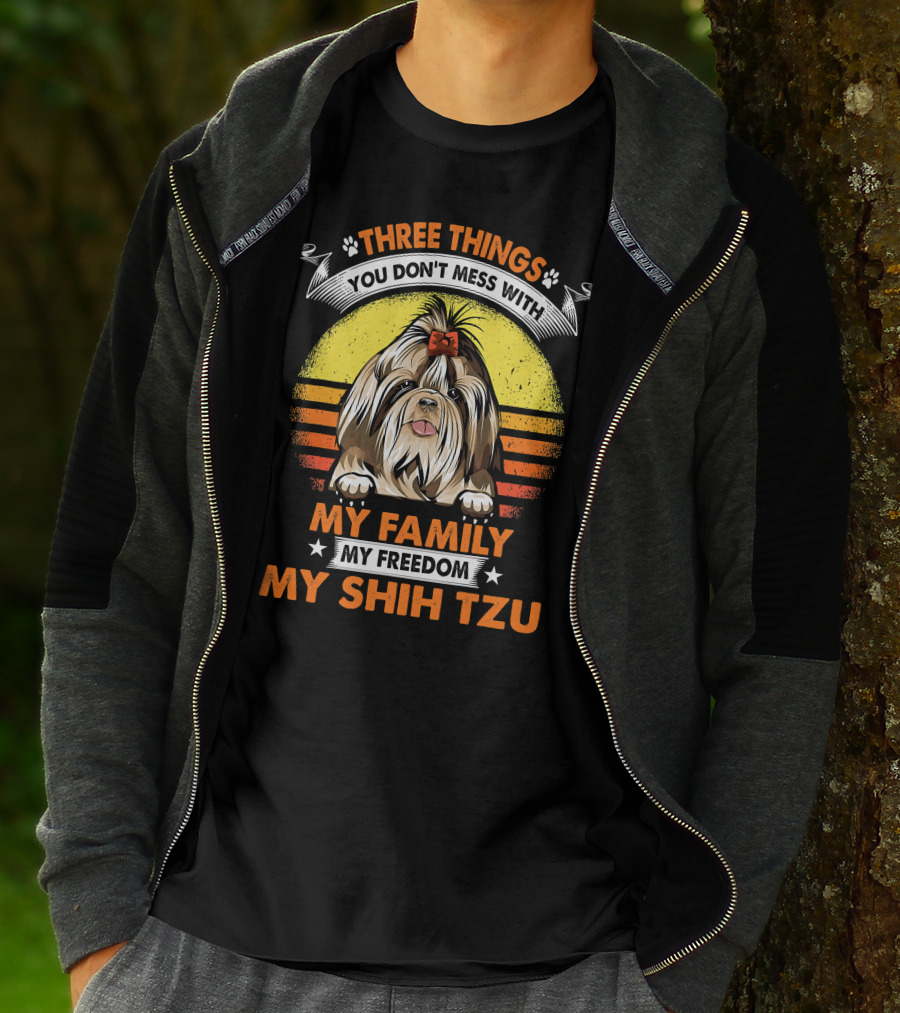 Three Things My Family My Shih Tzu T-Shirt