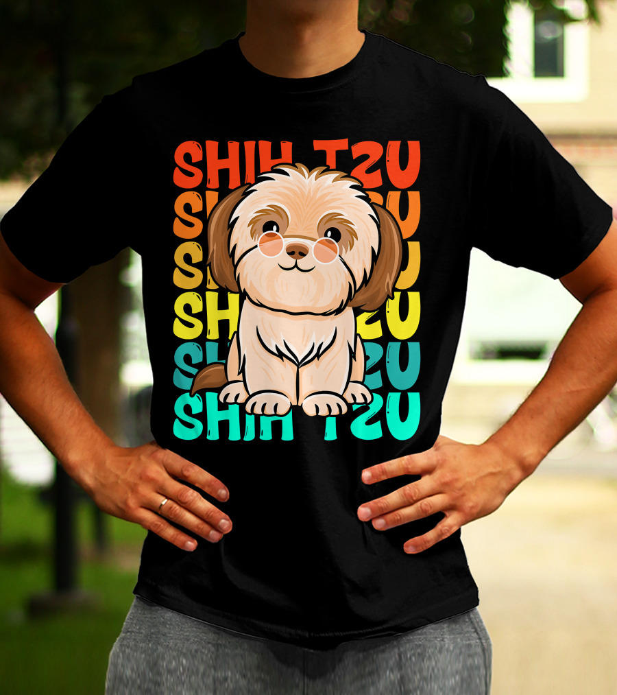 Shih Tzu Vintage Shihtzu Dog Retro Colors T-Shirt