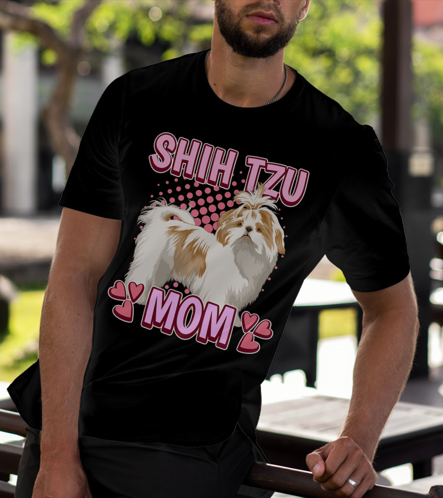 Shih Tzu Mom With Heart Accents T-Shirt