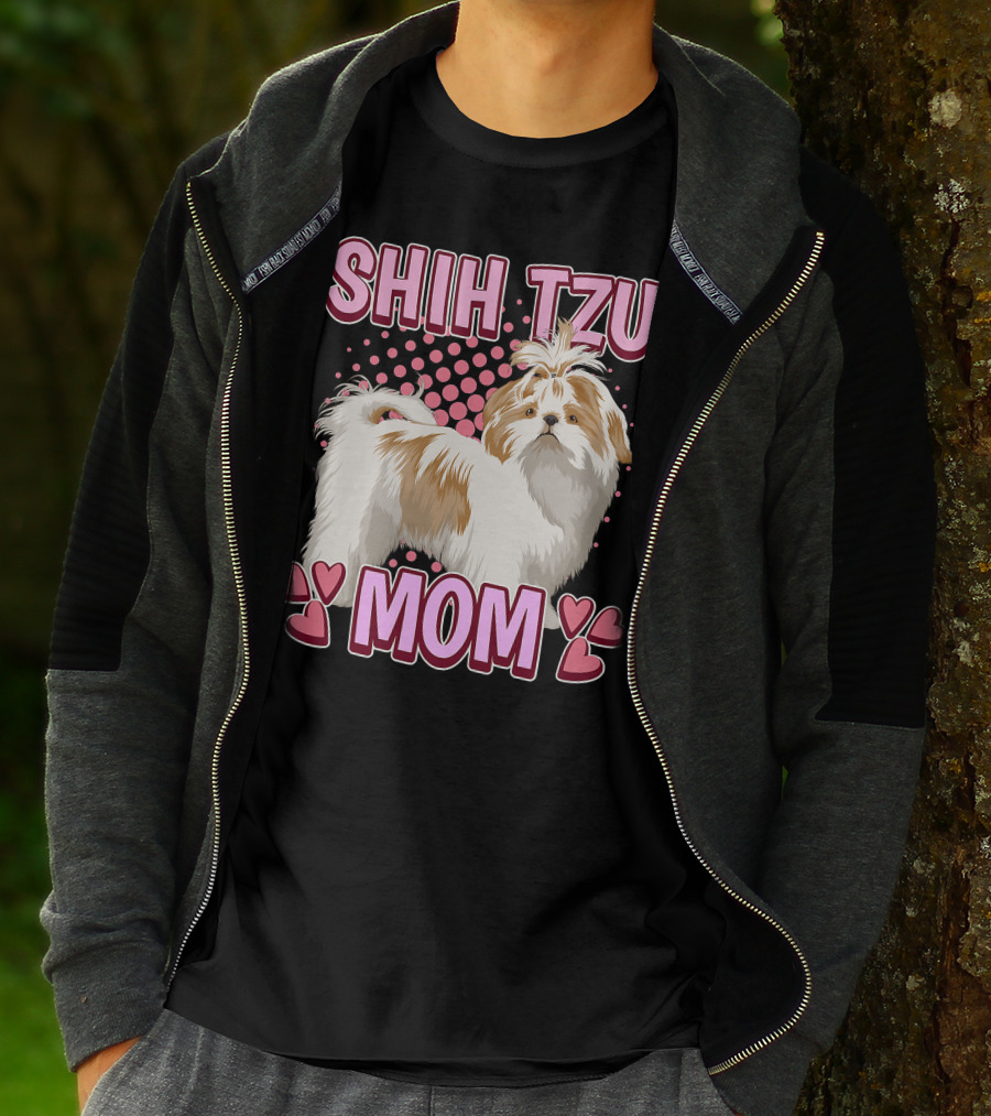 Shih Tzu Mom With Heart Accents T-Shirt