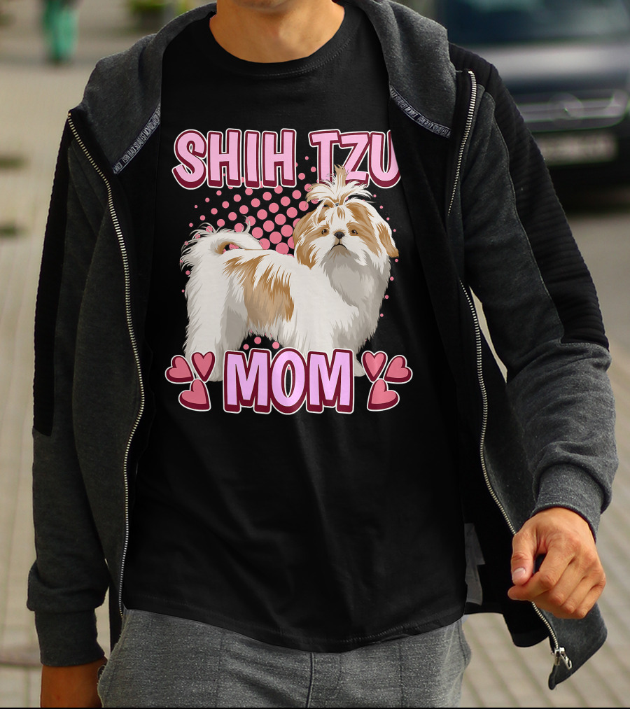 Shih Tzu Mom With Heart Accents T-Shirt