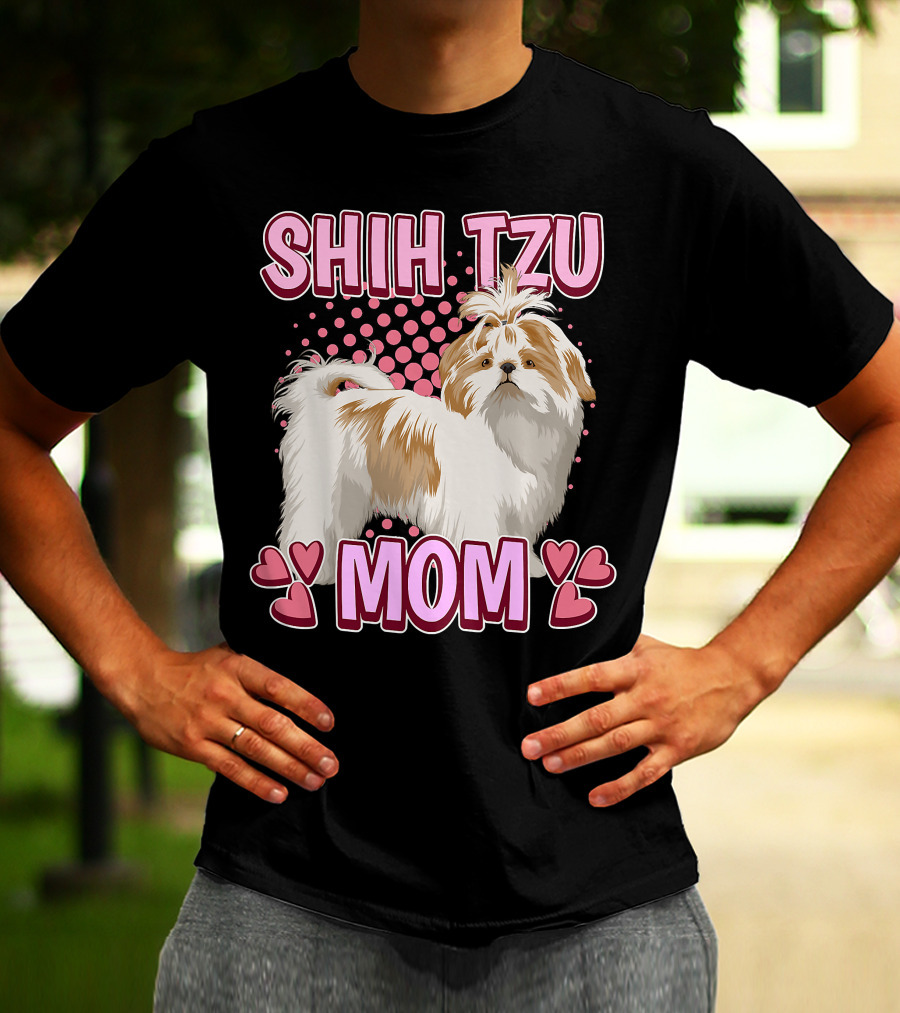Shih Tzu Mom With Heart Accents T-Shirt