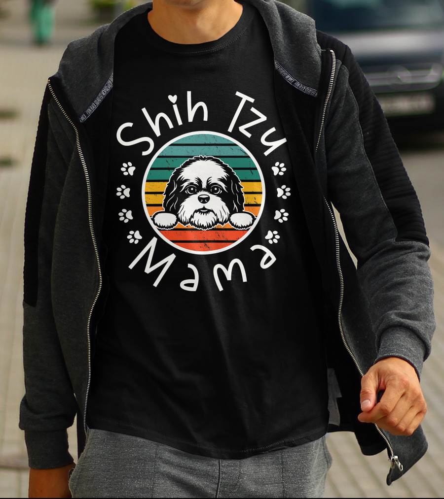 Shih Tzu Mama Vintage Style Shih Tzu Lover T-Shirt