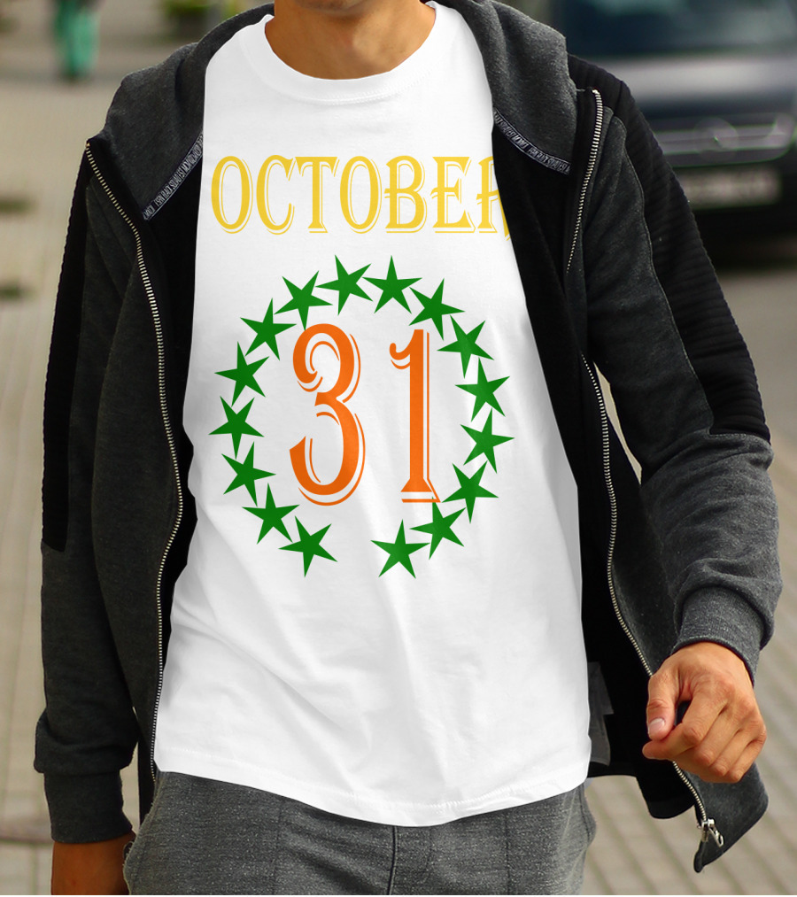 OCTOBER 31 Surrounded By Green Stars T-Shirt