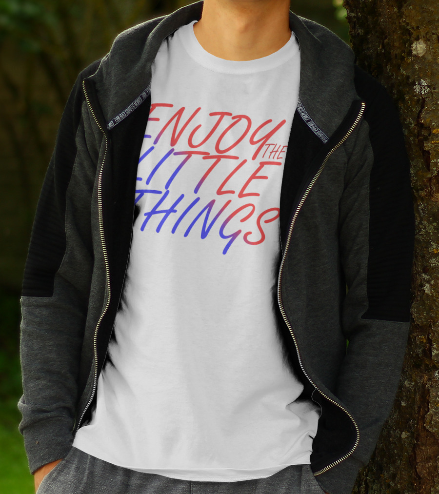 Enjoy The Little Things Gradient Lettering T-Shirt