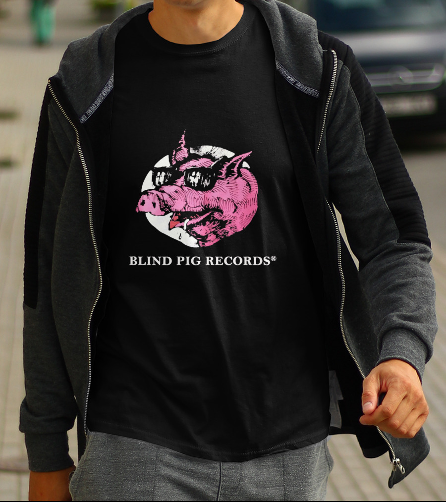BLIND PIG RECORDS Pink Pig In Sunglasses T-Shirt