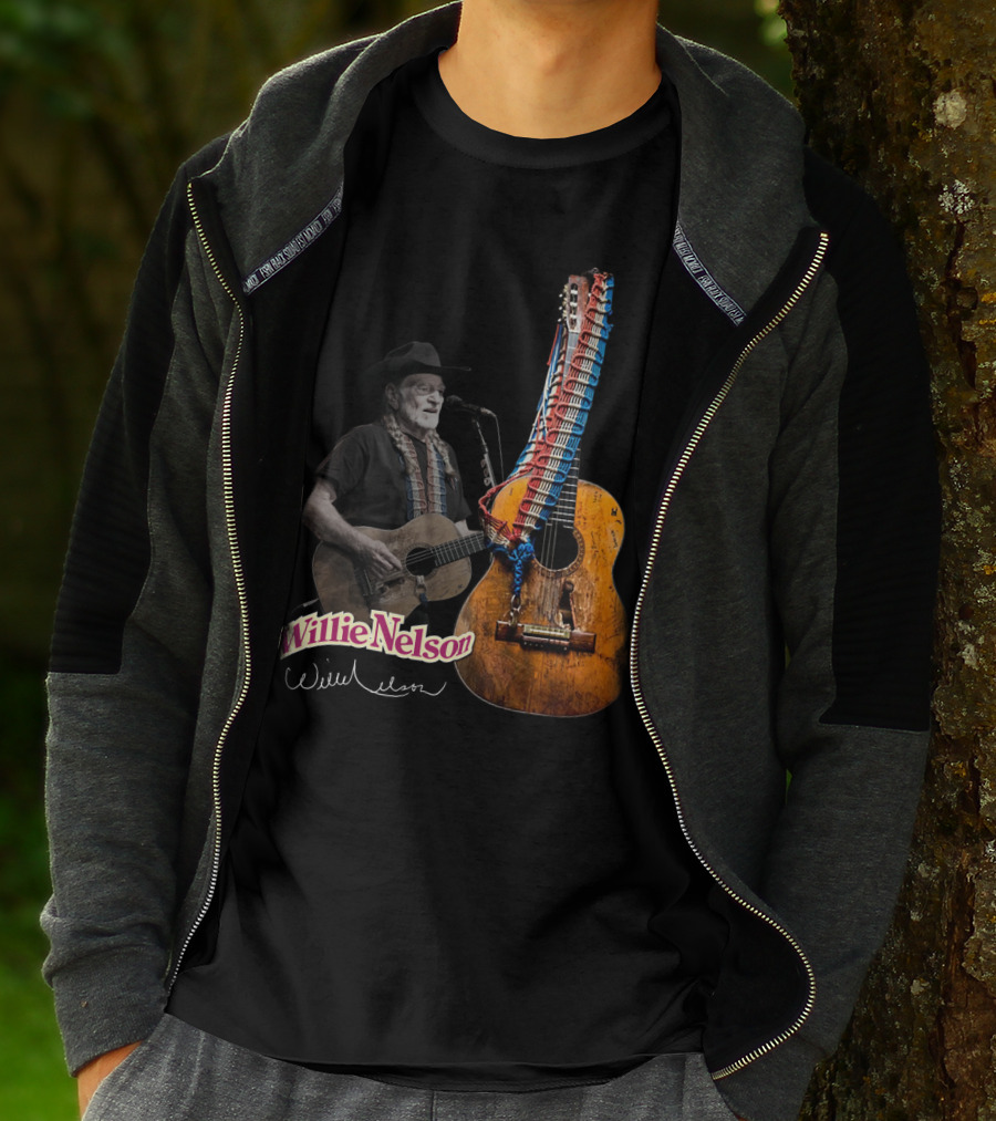 Willie Nelson Signature Guitar And Image T-Shirt