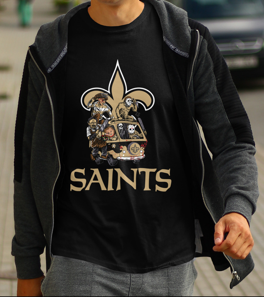 Saints Fleur-de-Lis Horror Movie Characters Van T-Shirt